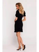 M784 Mini šaty s řasením - černé M784 Mini šaty s řasením - černé