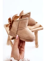 Dívčí teplé sněhule s mašlemi Béžove Meriva