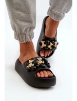 Dámské pěnové pantofle se zdobením na silné podrážce, Black Bremavia