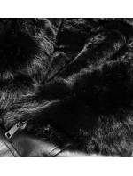 Černá bunda ramoneska s kožešinovou podšívkou (B9736)