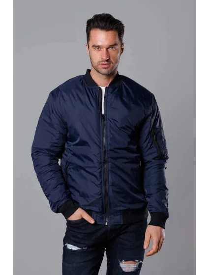 Tmavě modrá pánská bunda typu "bomber" s podšívkou model 18345014 - J.STYLE