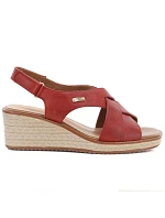 Sergio model 22117000 dámské vínové kožené sandály na platformě - LEONE