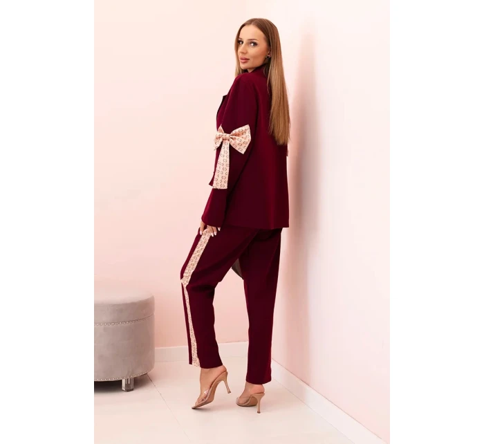 Dámský komplet s viskózou – sako s klopami a kalhoty s model 21232419 - K-Fashion Dámský komplet s viskózou – sako s klopami a kalhoty s model 21232419 - K-Fashion