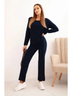 Dámský svetr s širokými nohavicemi a dlouhým rukávem modrý