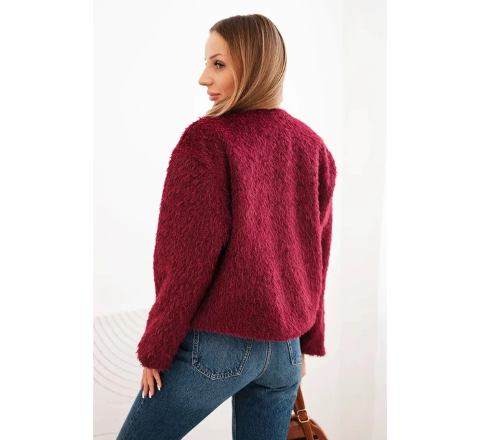 Dámská bunda bez zapínání model 21345073 bordová - K-Fashion