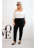 Dámské bavlněné kalhoty Plus Size s elastickým pasem černé Dámské bavlněné kalhoty Plus Size s elastickým pasem černé