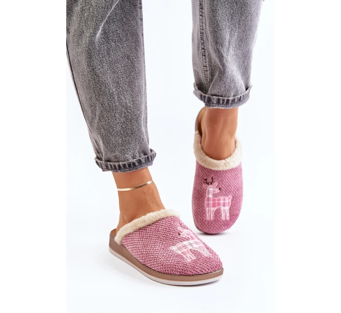 Dámské Pantofle S A Kožíškem  Růžové model 21677372 - Inblu