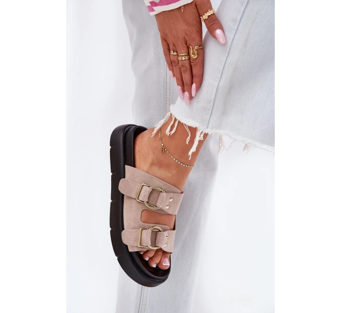 Dámské Sametové Sandały S Dekorativními Přezkami Big Star RR274659 Světle Růžové Dámské Sametové Sandały S Dekorativními Přezkami Big Star RR274659 Světle Růžové