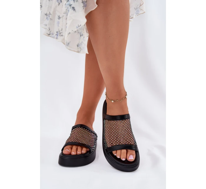 Ozdobené Dámské Pantofle Na Platformě S Černé model 21698367 - S.Barski