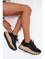 Kožené Sneakersy Na Platformě Dámské Big Star model 21705730 HIPOLY SYSTEM Černé - Big Star Shoes Kožené Sneakersy Na Platformě Dámské Big Star model 21705730 HIPOLY SYSTEM Černé - Big Star Shoes