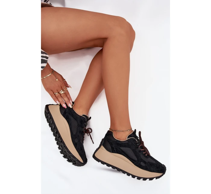 Kožené Sneakersy Na Platformě Dámské Big Star model 21705730 HIPOLY SYSTEM Černé - Big Star Shoes Kožené Sneakersy Na Platformě Dámské Big Star model 21705730 HIPOLY SYSTEM Černé - Big Star Shoes