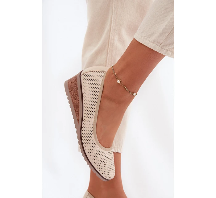 Dámské polobotky na platformě model 22067188 světle béžové - VINCEZA