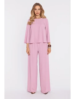 kalhoty s elastickým pasem a bočními kapsami pudrové model 22040565 - Moe