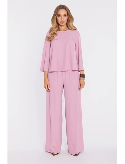 kalhoty s elastickým pasem a bočními kapsami pudrové model 22040565 - Moe