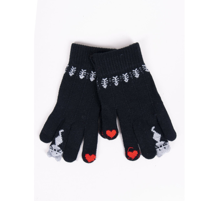 Dívčí pětiprsté dotykové rukavice Yoclub RED-0075G-AA5F-003 Black
