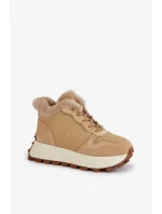 Kožené dámské tenisky trapery s kožíškem na platformě Big Star OO274A330 béžové Kožené dámské tenisky trapery s kožíškem na platformě Big Star OO274A330 béžové