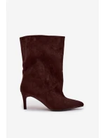 Dámské kotníkové boty na jehlovém podpatku Solvienne – čokoládové Dámské kotníkové boty na jehlovém podpatku Solvienne – čokoládové