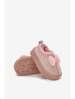 Dětské sněhule s výšivkou a mašličkou Daven – růžové Dětské sněhule s výšivkou a mašličkou Daven – růžové