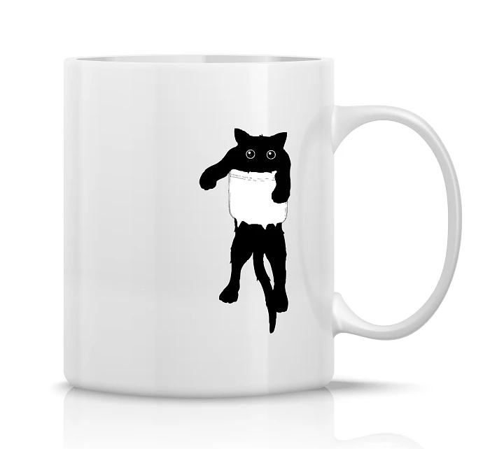 KOČKA V KAPSE - klasický bílý keramický hrníček 300 ml KOČKA V KAPSE - klasický bílý keramický hrníček 300 ml