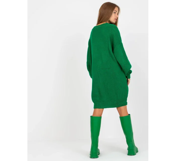 Dámské úpletové šaty LC SW model 20081235 Tmavě zelená - Rue Paris