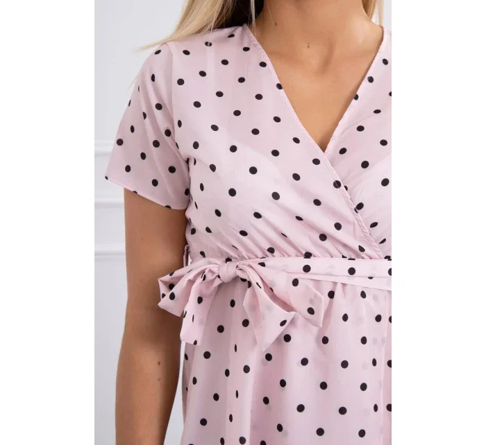 Pudrově růžové puntíkované šaty