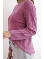 Dámský svetr z viskózy s dlouhým rukávem a kulatým výstřihem tmavě růžový Dámský svetr z viskózy s dlouhým rukávem a kulatým výstřihem tmavě růžový