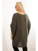 Dámský svetr Plus Size s mohair pončo khaki Dámský svetr Plus Size s mohair pončo khaki