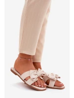 Plné Dámské Pantofle S Mašlí Béžové model 21688585 - Boto