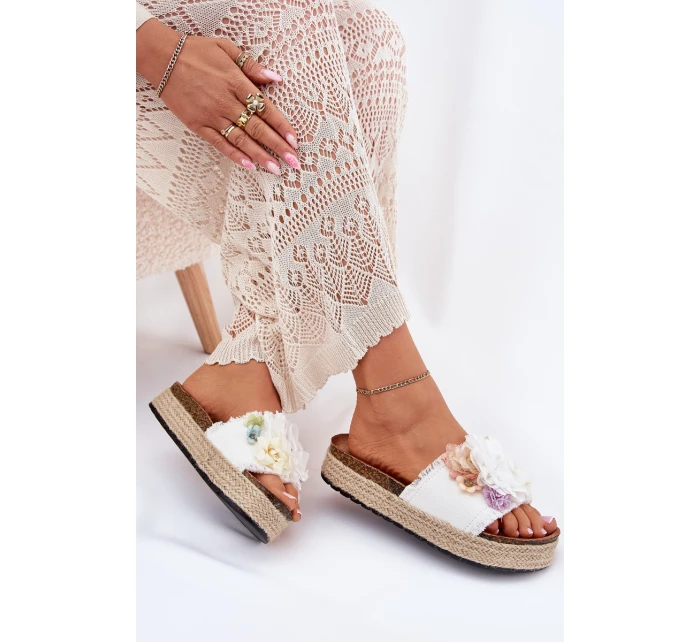 Dámské sandály s květinami platforma s pletením bílé Zenvanis Dámské sandály s květinami platforma s pletením bílé Zenvanis