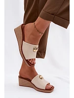 Dámské sandály na platformě s pleteniny Béžové model 22101415 - SERGIO LEONE Dámské sandály na platformě s pleteniny Béžové model 22101415 - SERGIO LEONE