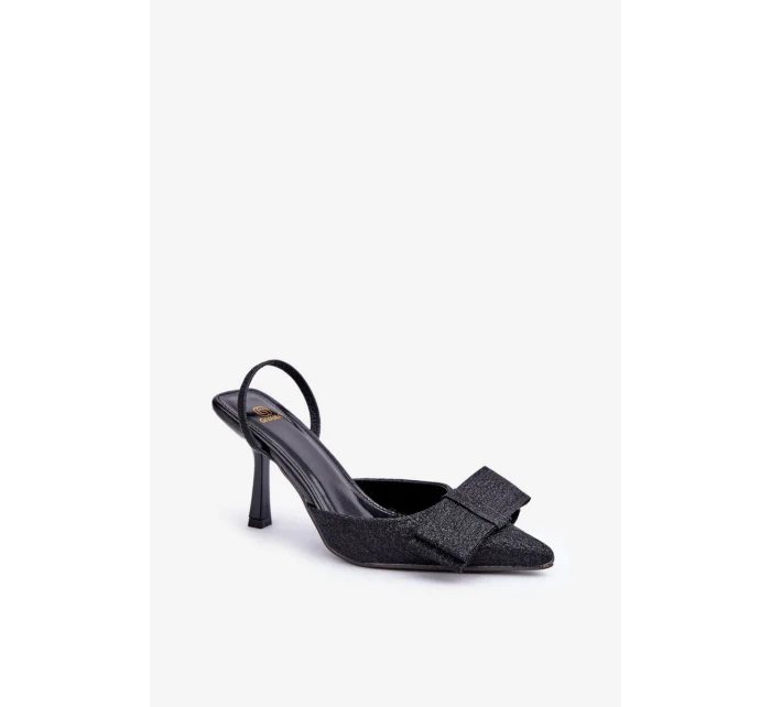 Lesklé lodičky s mašlí černé Gredan