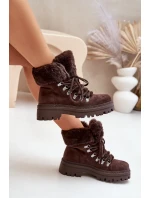 Dámské zateplené kotníkové boty s kožíškem 9685 Tmavě hnědé MARQUIIZ Dámské zateplené kotníkové boty s kožíškem 9685 Tmavě hnědé MARQUIIZ