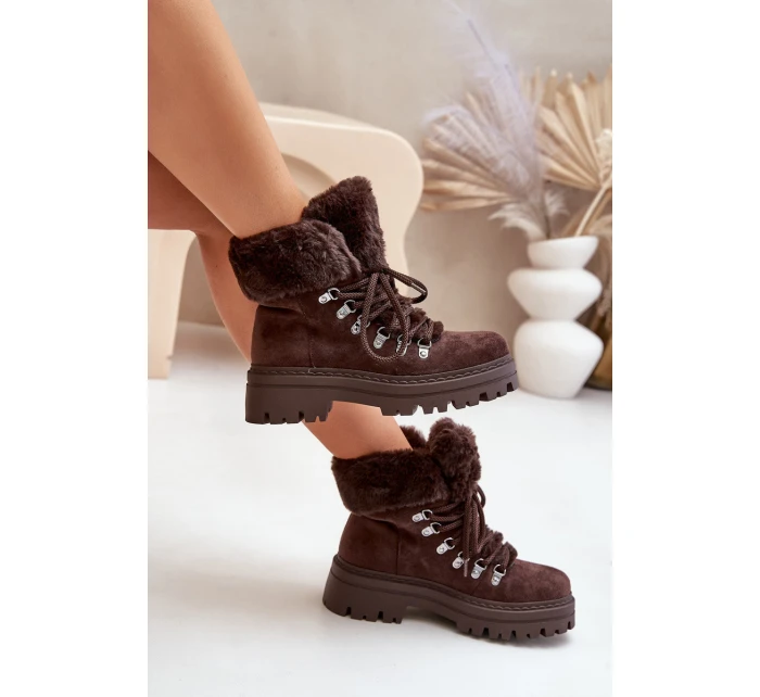 Dámské zateplené kotníkové boty s kožíškem 9685 Tmavě hnědé MARQUIIZ Dámské zateplené kotníkové boty s kožíškem 9685 Tmavě hnědé MARQUIIZ