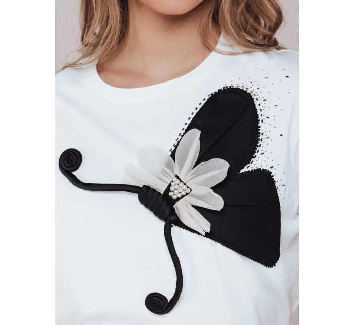 Dámské tričko se zdobením PEARLI bílé FashionStreet RY2718