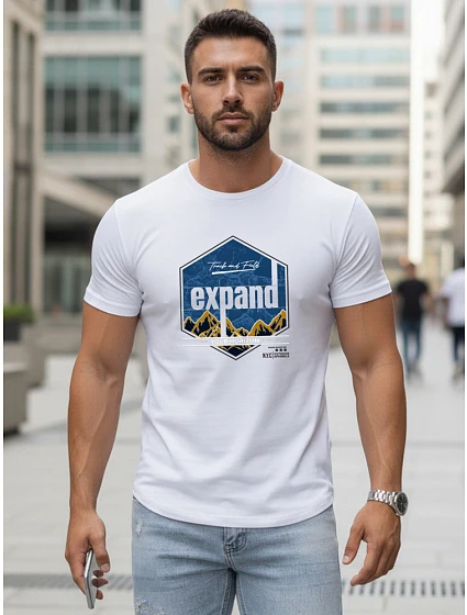 Pánské tričko s potiskem EXPAND bílé FashionStreet NX5004R