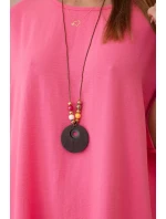 Oversized halenka s přívěskem světle růžová