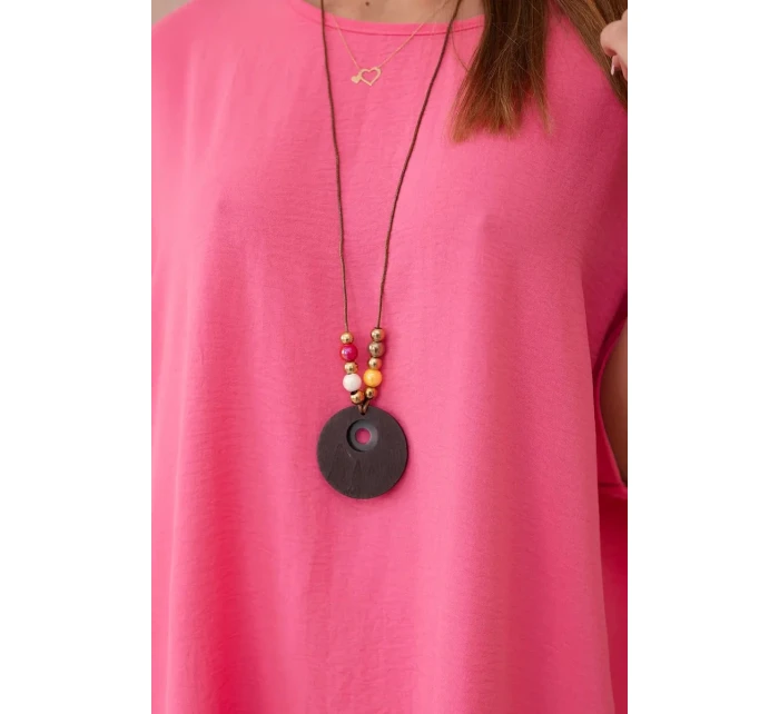 Oversized halenka s přívěskem světle růžová