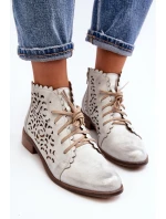 Zazoo 2871 Dámské Botky Šněrovací Stříbrné