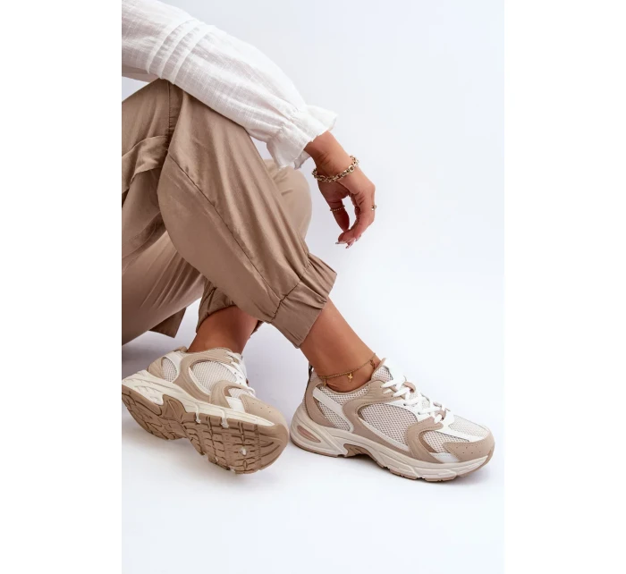 Béžové dámské tenisky sportovní boty model 20453821 - Kesi Béžové dámské tenisky sportovní boty model 20453821 - Kesi