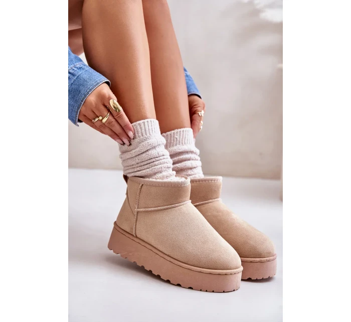 Sněhule Dámské Na Platformě Zateplené Kožíškem Béžové Xamella Sněhule Dámské Na Platformě Zateplené Kožíškem Béžové Xamella