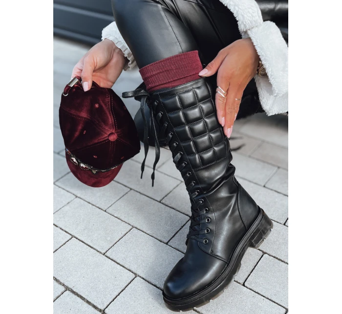 JINOVA dámské prošívané černé boty FashionStreet ZY0504 JINOVA dámské prošívané černé boty FashionStreet ZY0504