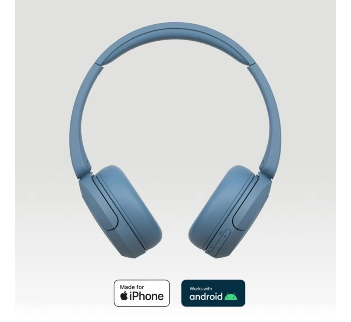 Bezdrátová náhlavní souprava Sony WH-CH520 s čelenkou pro připojení k internetu/hudbě USB typu C Bluetooth modrá