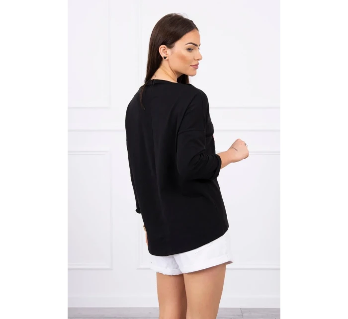 Americká dívčí grafická halenka černá S/M - L/XL