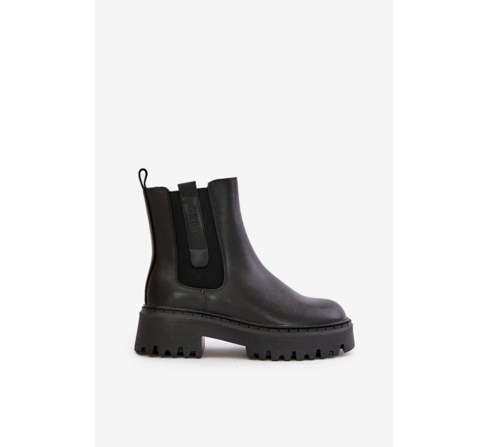 Kožené Zateplené Kozačky Chelsea Dámské Big Star OO274A386 Černé