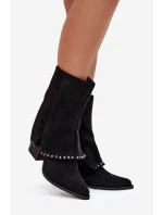 Dámské zimní kozačky s lemem  Černé model 21708525 - VINCEZA