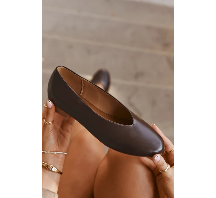 Dámské baleríny z eko kůže na plochém podpatku hnědé model 21710660 - Boto Dámské baleríny z eko kůže na plochém podpatku hnědé model 21710660 - Boto