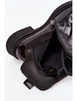 Lakované dámské kozačky z přírodní kůže D&A MR52-108 Černé