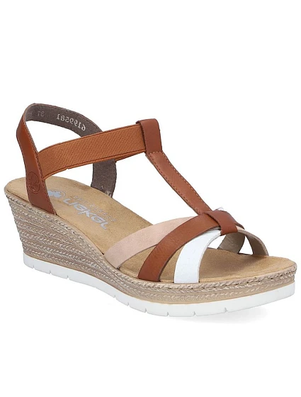 Sandały damskie na brązowe model 22087200 - Rieker Sandały damskie na brązowe model 22087200 - Rieker