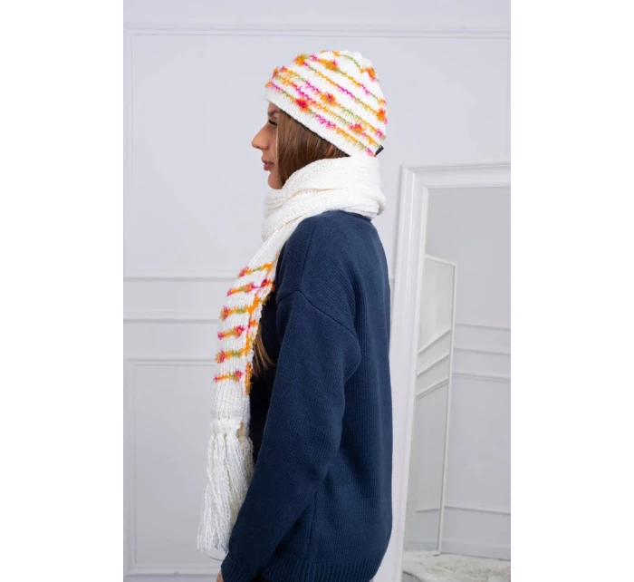 Dámská souprava se šátkem Anika K304 ecru+orange Dámská souprava se šátkem Anika K304 ecru+orange