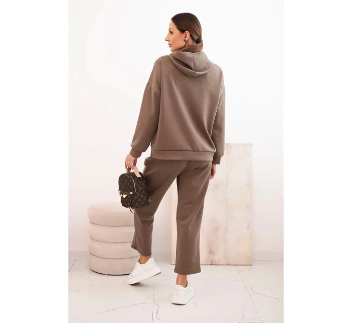 Komplet dámský máslový mikina s kapucí a kalhoty s páskem fango Komplet dámský máslový mikina s kapucí a kalhoty s páskem fango